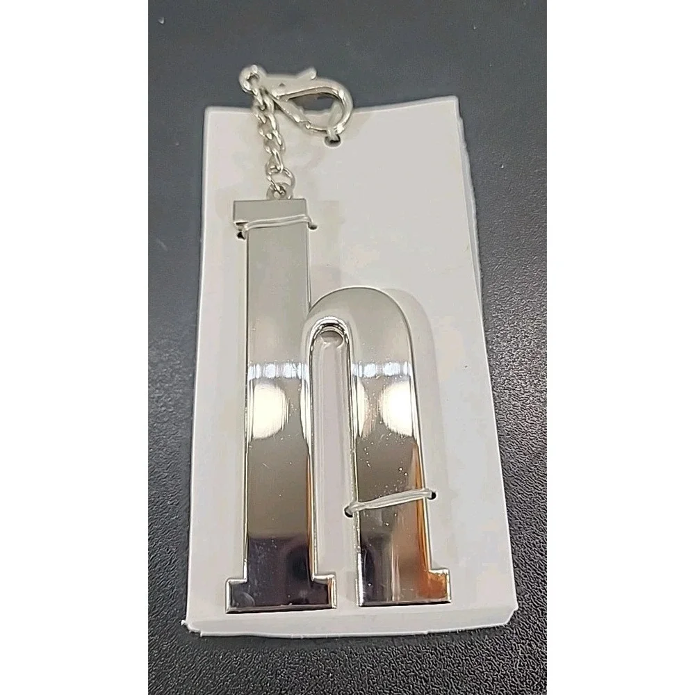 New-Letter H Keychain Silver Tone Metal Ganz Initial Key Ring Purse Fob